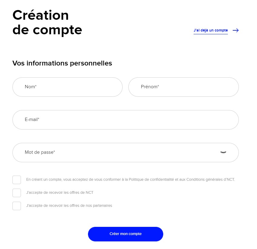 Création de compte