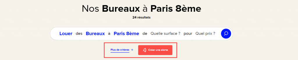 Plus de critères et créer une alerte